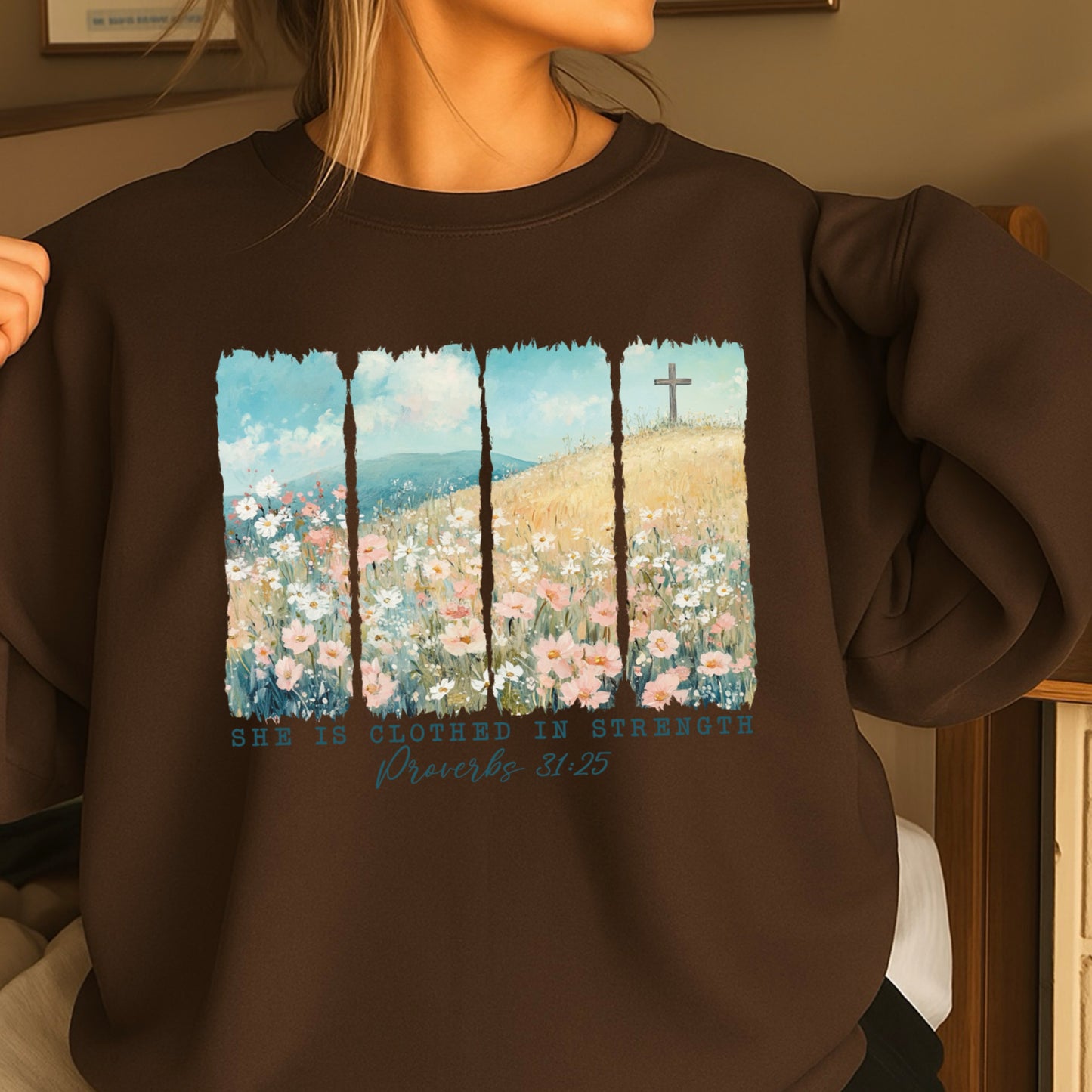 She Is Clothed Christian Crewneck Sweatshirt