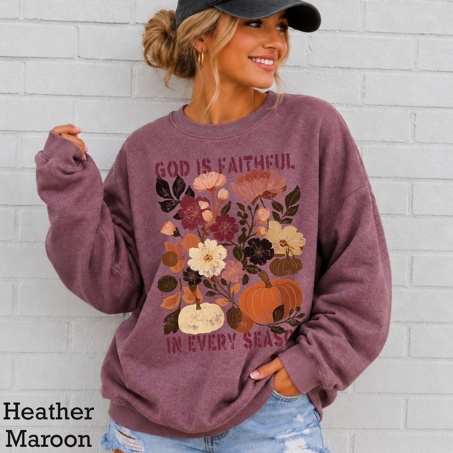 God Is Faithful In Every Season Plum Crewneck Sweatshirt