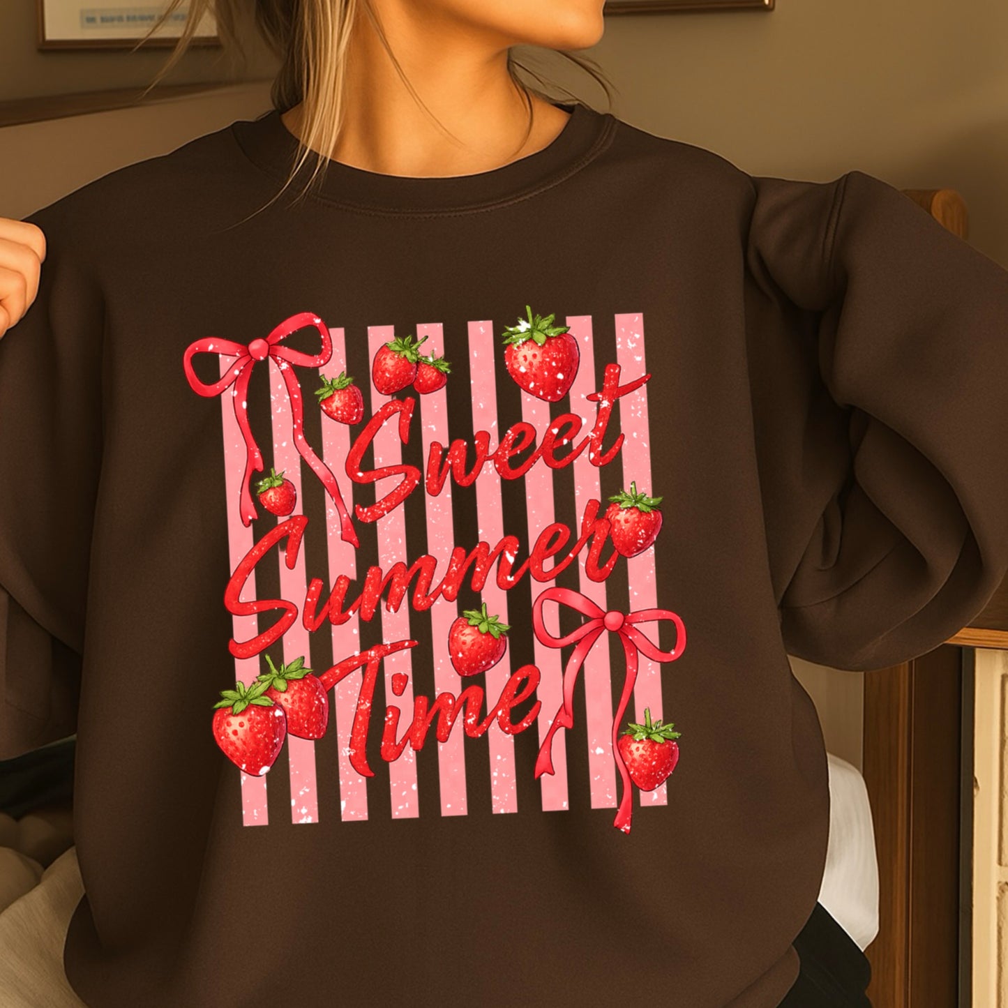Sweet Summertime Strawberries Crewneck Sweatshirt