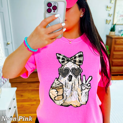Preppy Ghost Halloween Comfort Color Graphic Tee