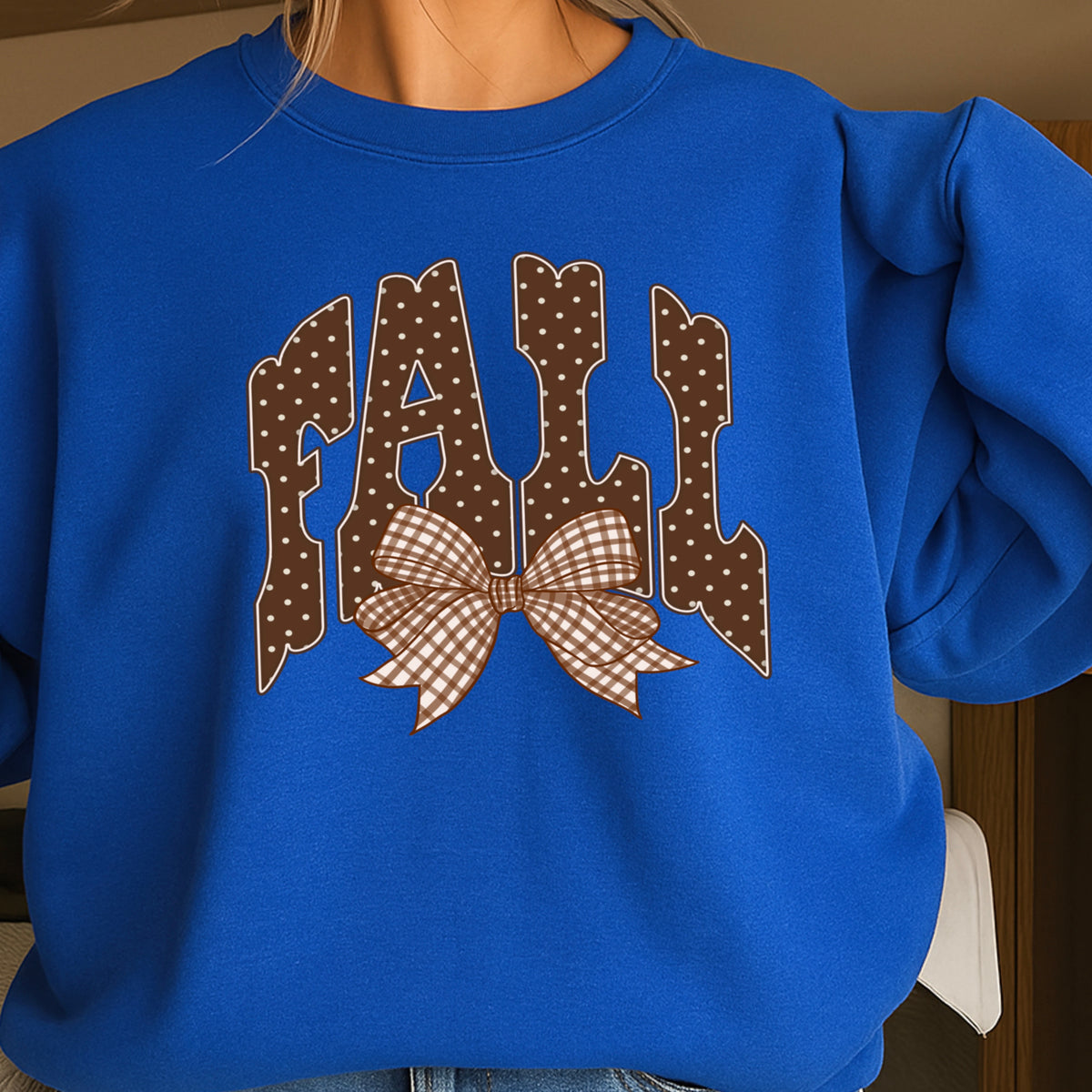 Fall Gingham Crewneck Sweatshirt