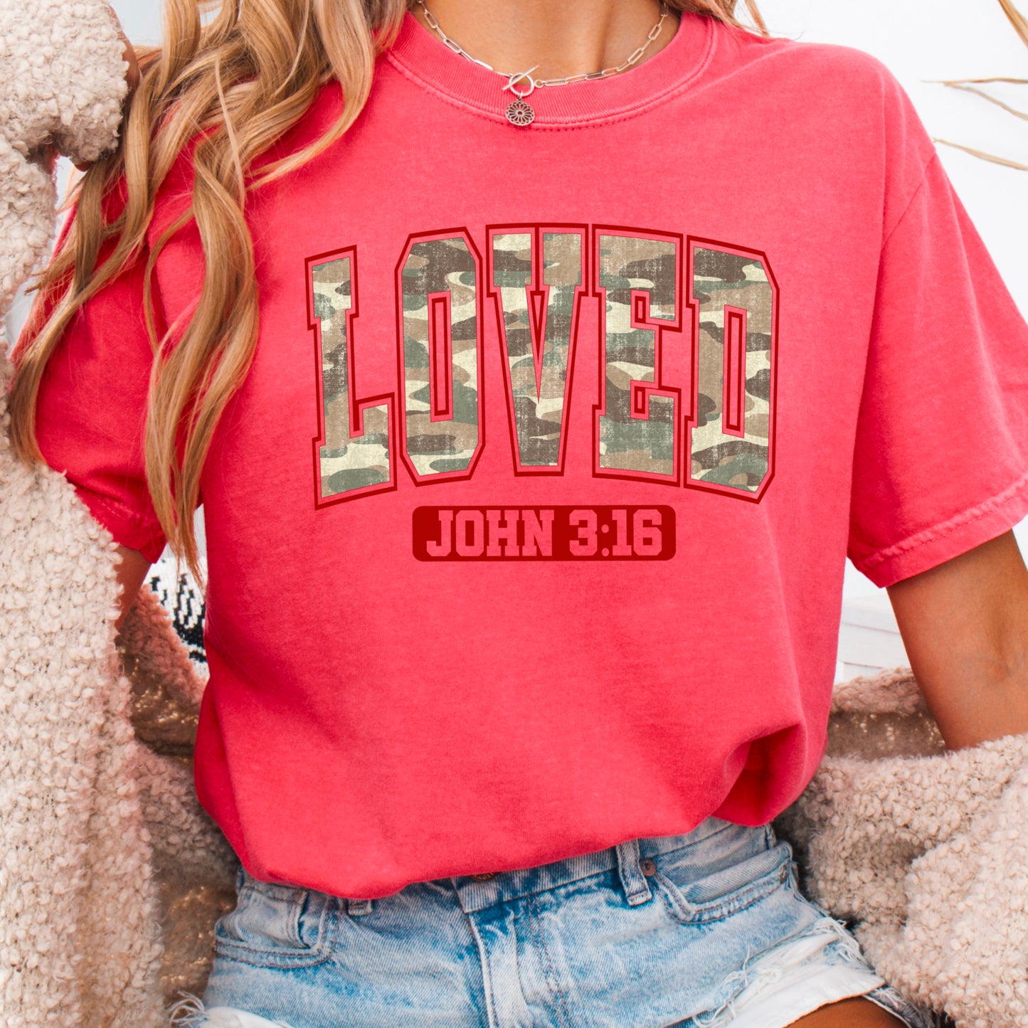 Camo John 3:16 Valentine’s Day Comfort Color Graphic Tee