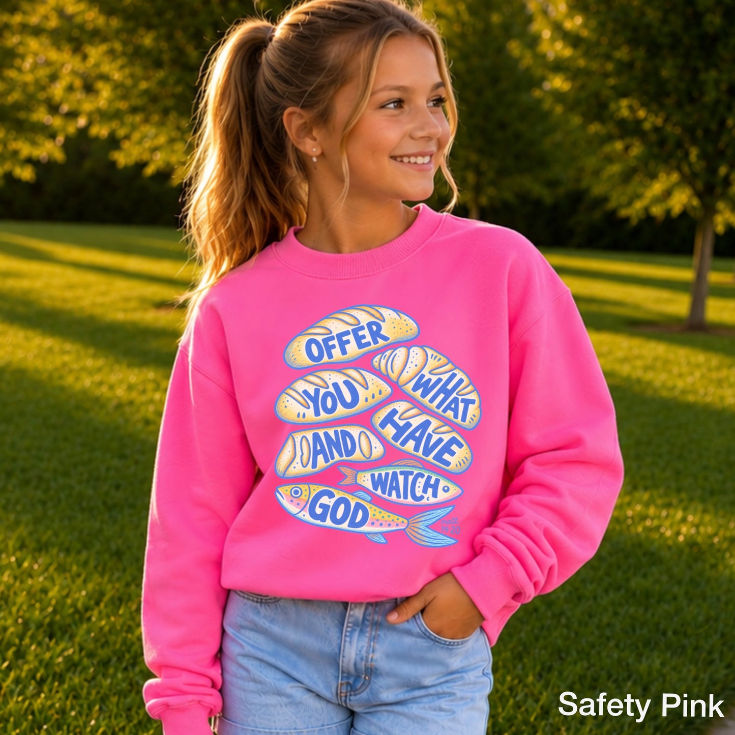 Offer What You Have And Watch God Youth Crewneck Sweatshirt