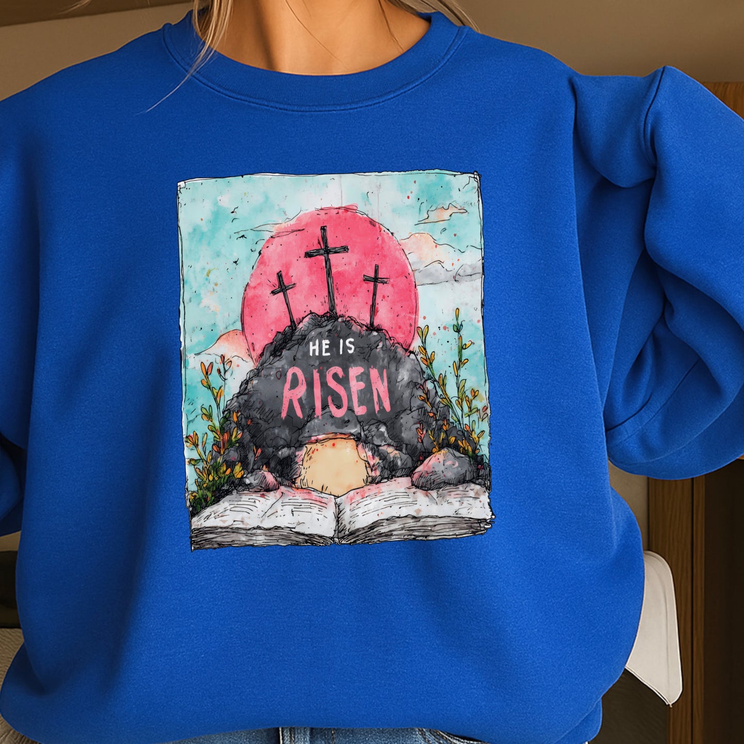 He Is Risen Easter Crewneck Sweatshirt