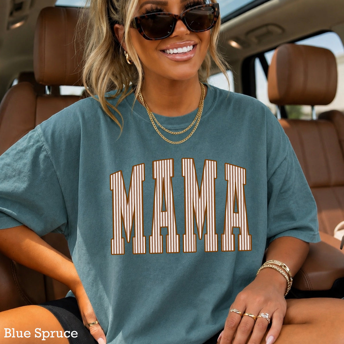 Mama Brown Seersucker Comfort Color Graphic Tee