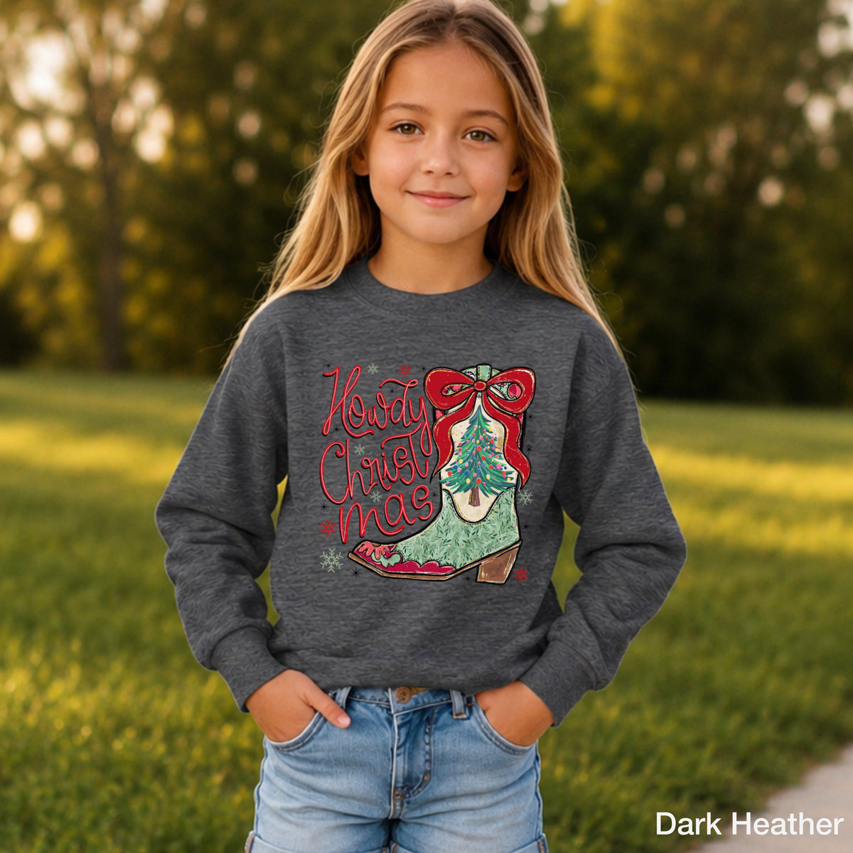 Howdy Christmas Youth Crewneck Sweatshirt