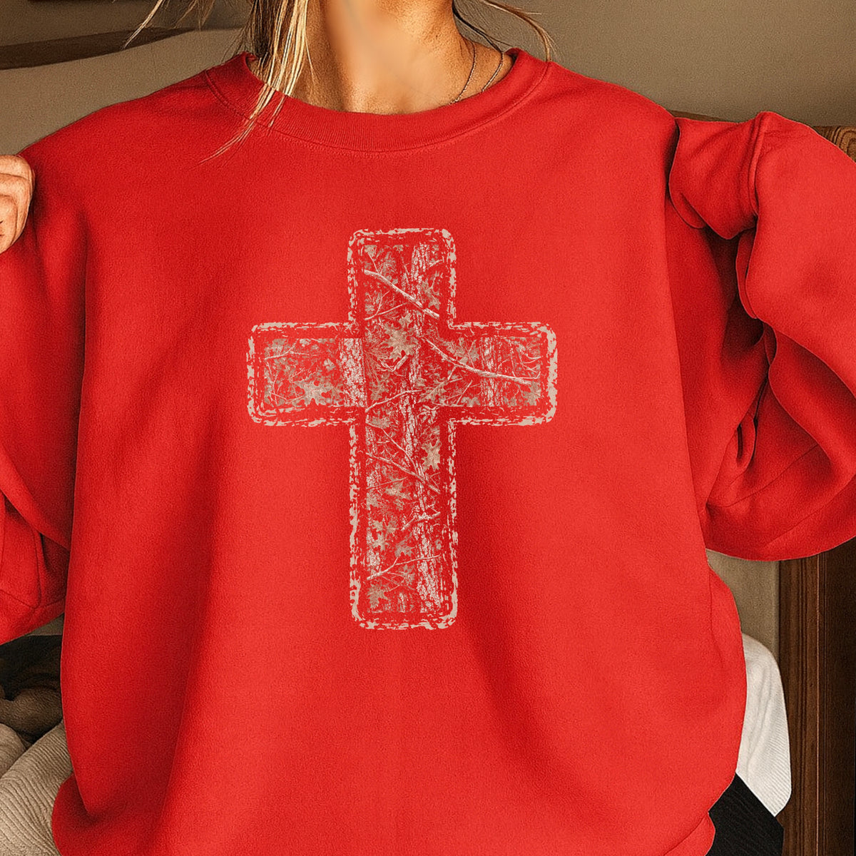 Camo Cross Christian Crewneck Sweatshirt