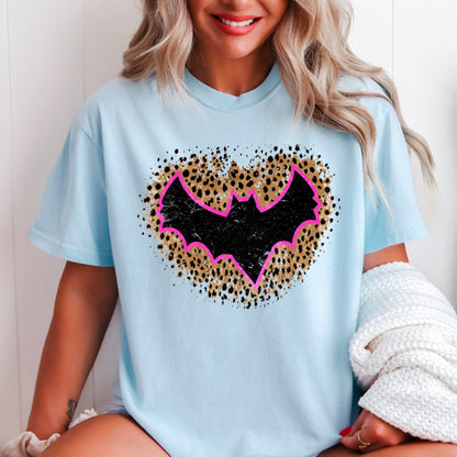 Leopard Bat Halloween Comfort Color Graphic Tee