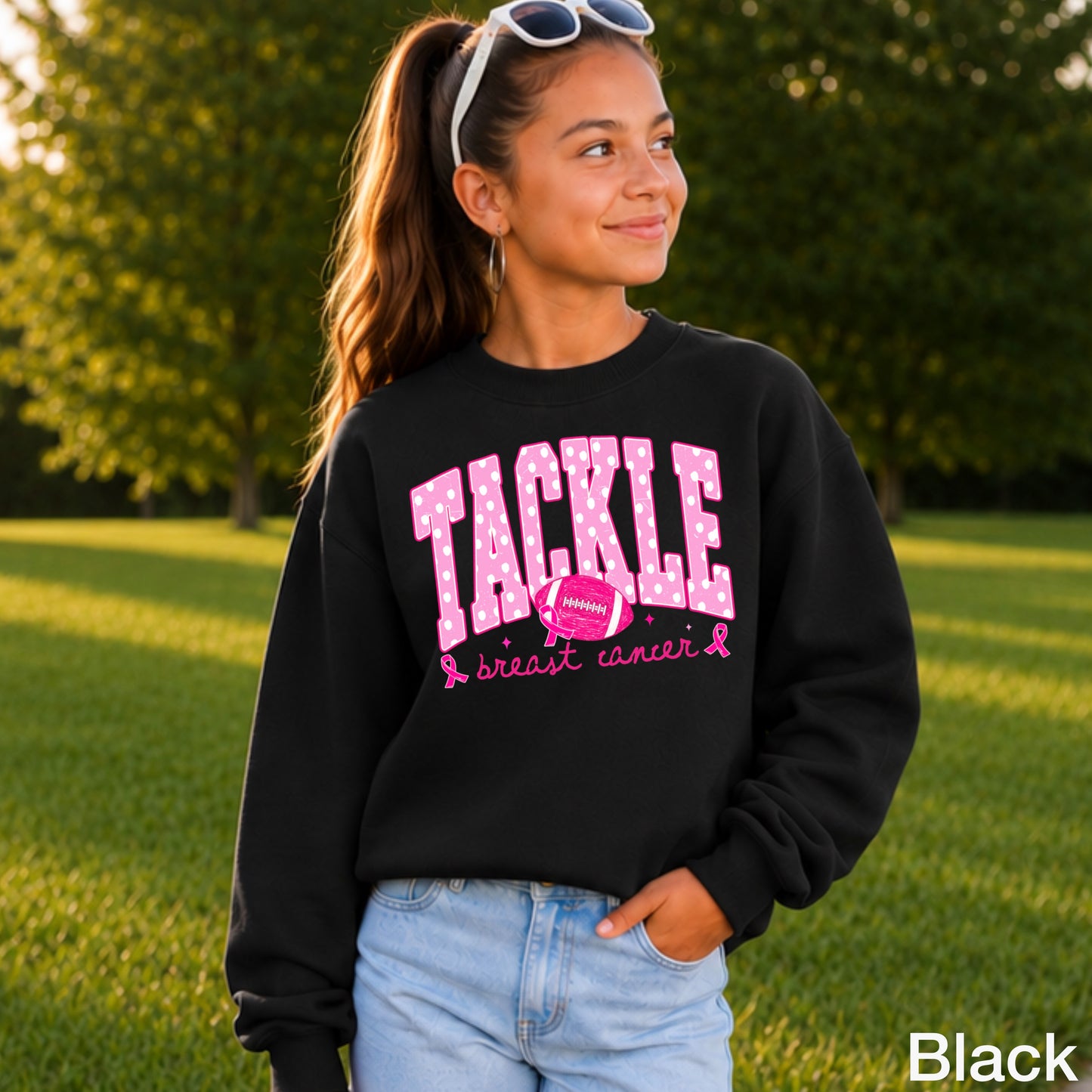 Tackle Breast Cancer Youth Crewneck Sweatshirt