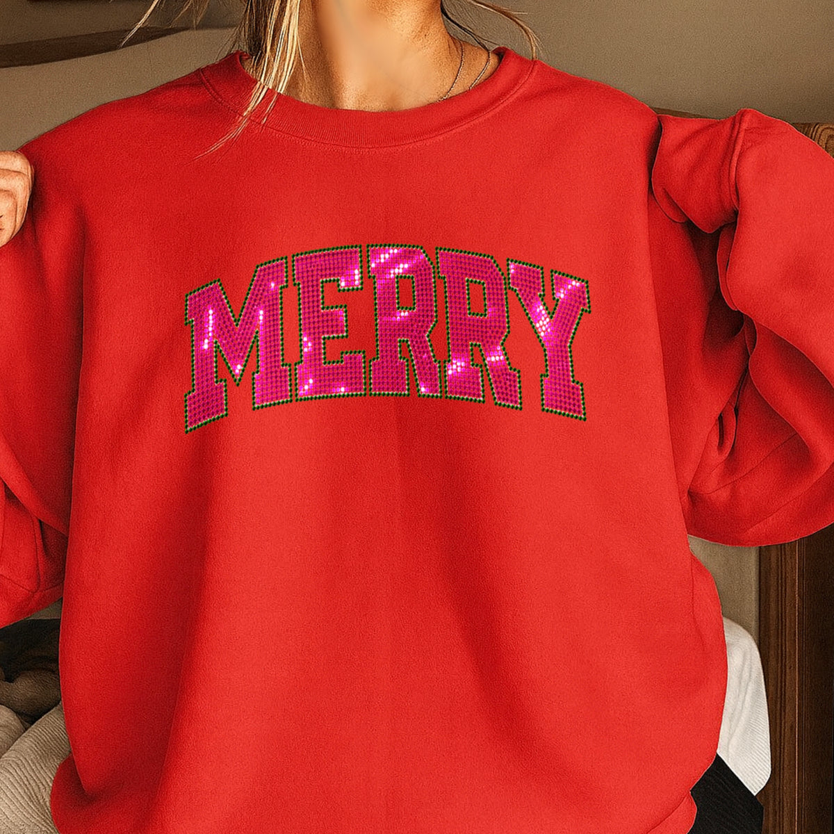Merry Real Spangles Christmas Crewneck Sweatshirt