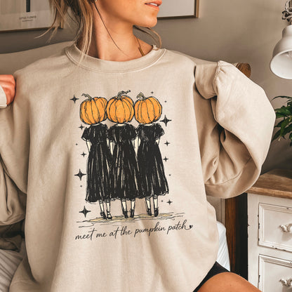 Meet Me At The Pumpkin Patch Halloween Crewneck Sweatshirt