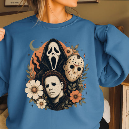 Floral Halloween Characters Crewneck Sweatshirt