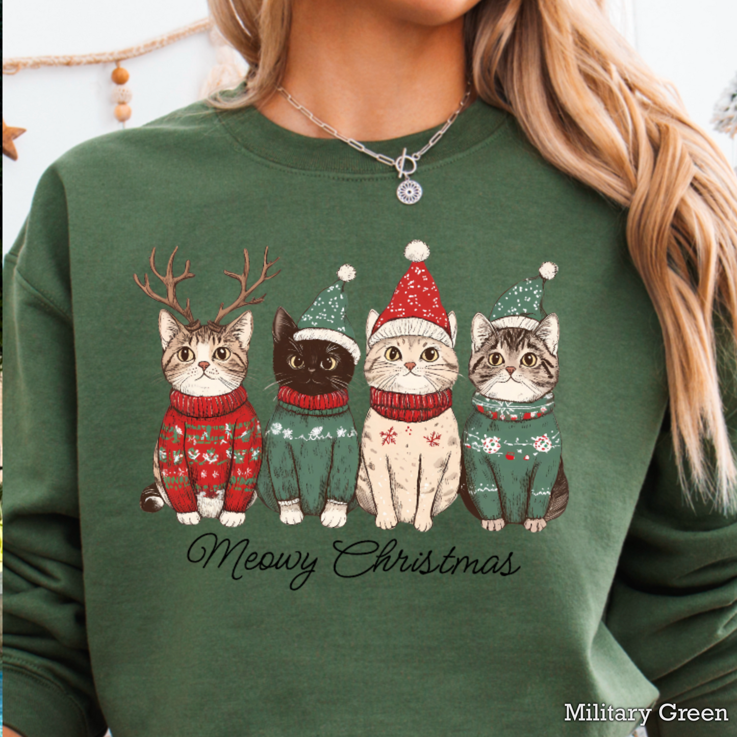Meowy Christmas Graphic Crewneck Sweatshirt