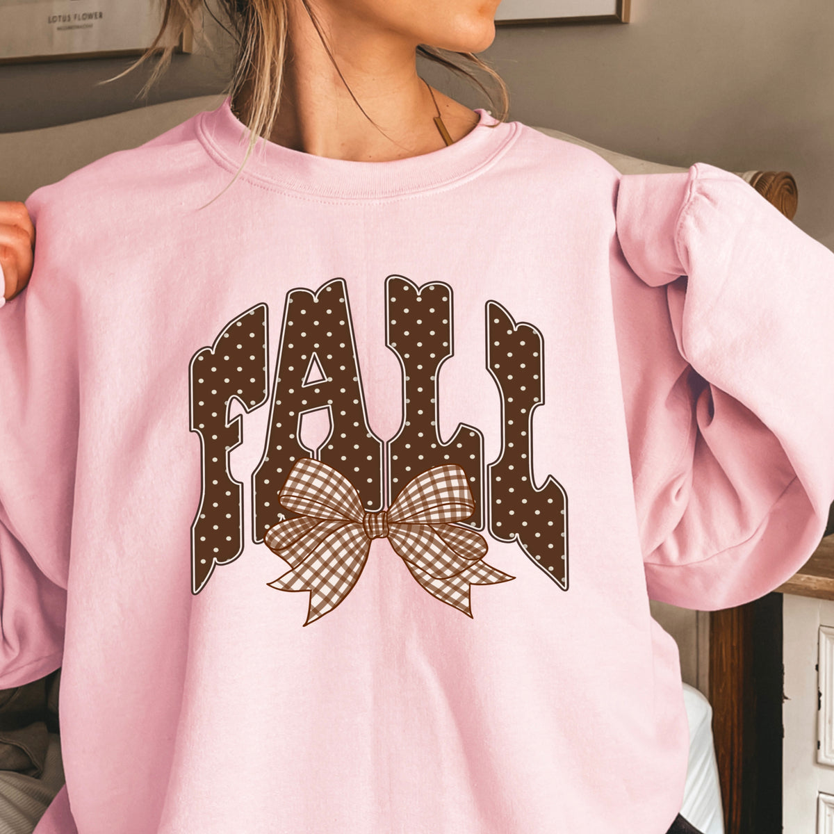 Fall Gingham Crewneck Sweatshirt