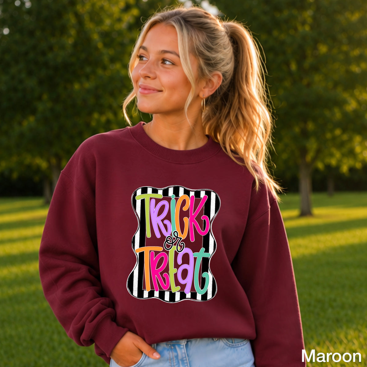 Trick Or Treat Halloween Youth Crewneck Sweatshirt