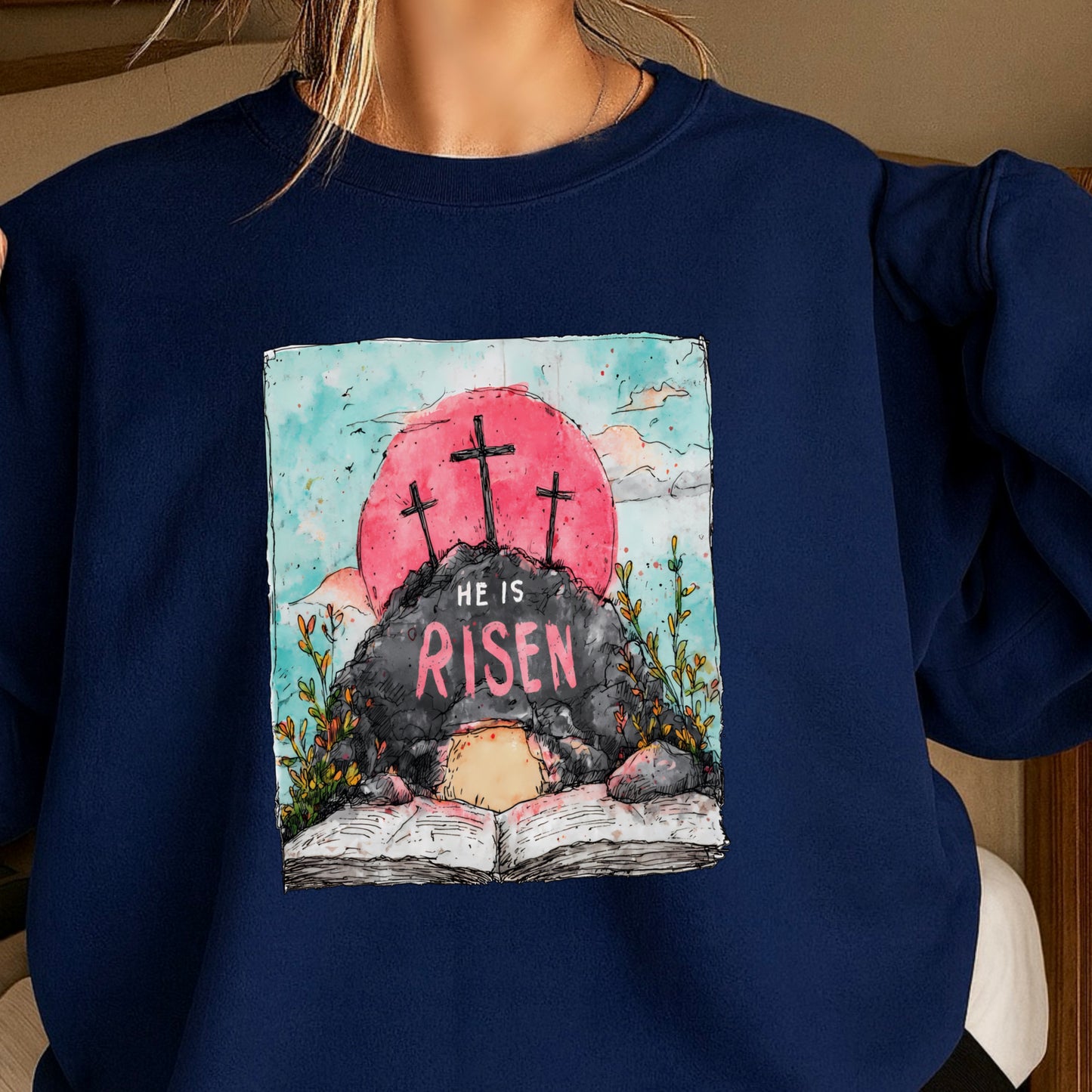 He Is Risen Easter Crewneck Sweatshirt