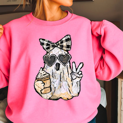 Preppy Ghost Halloween Crewneck Sweatshirt