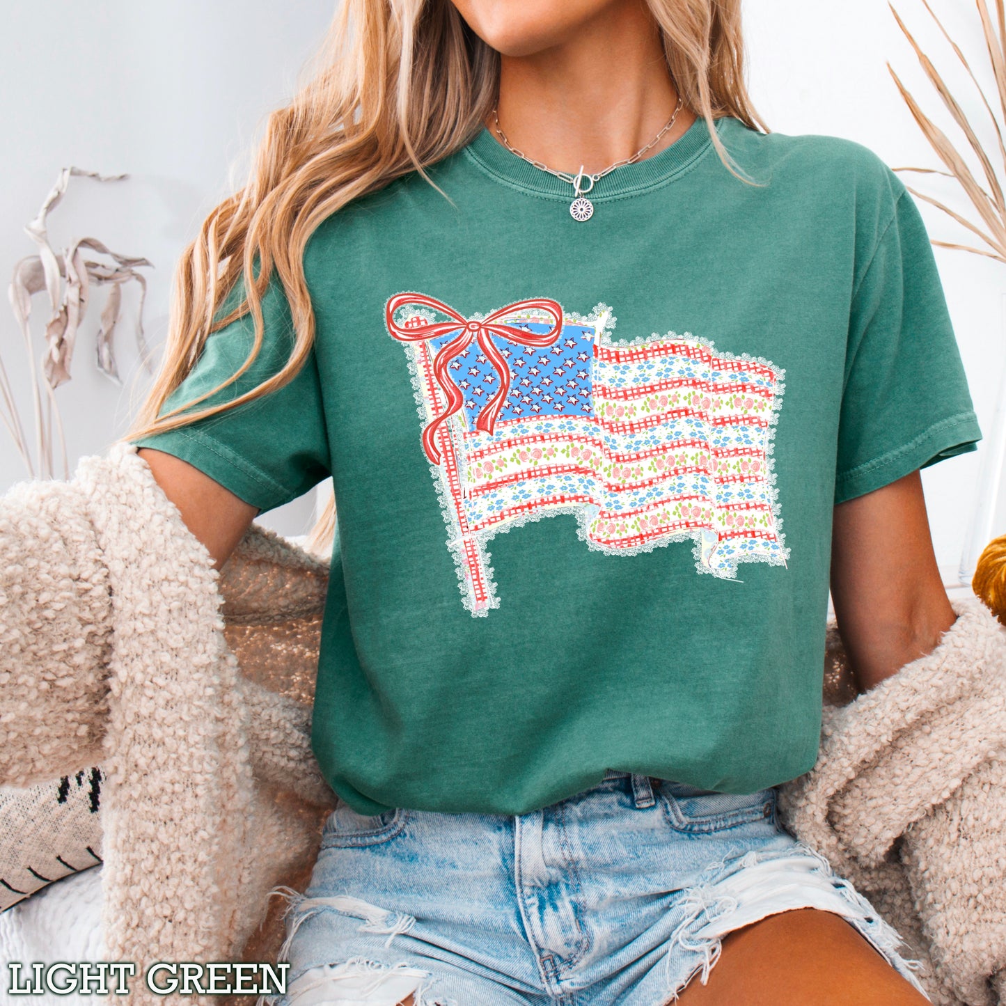 American Lace Flag Comfort Color Graphic Tee
