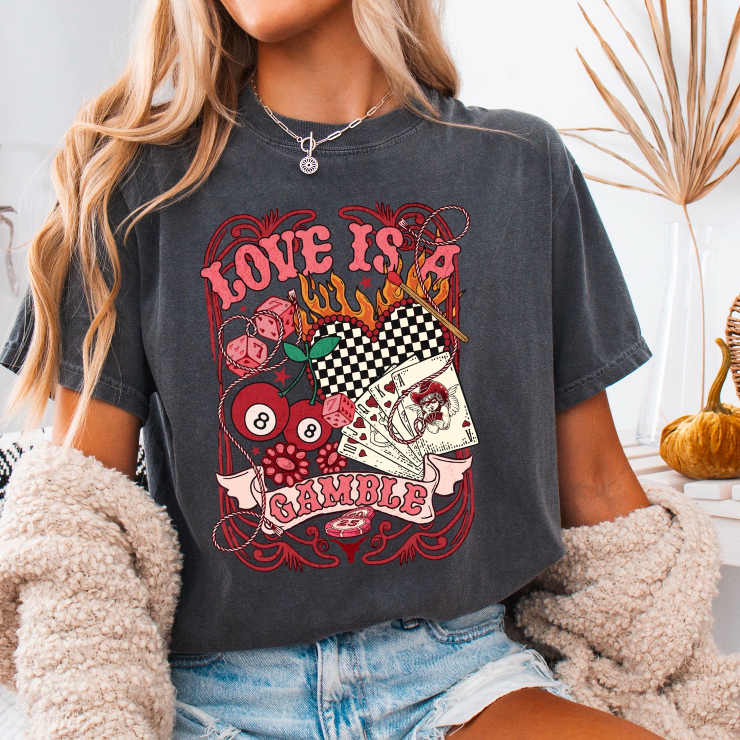 Love Is A Gamble Comfort Color Graphic Tee