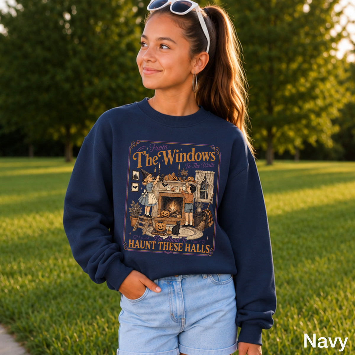 From The Windows To The Walls Halloween Youth Crewneck Sweatshirt