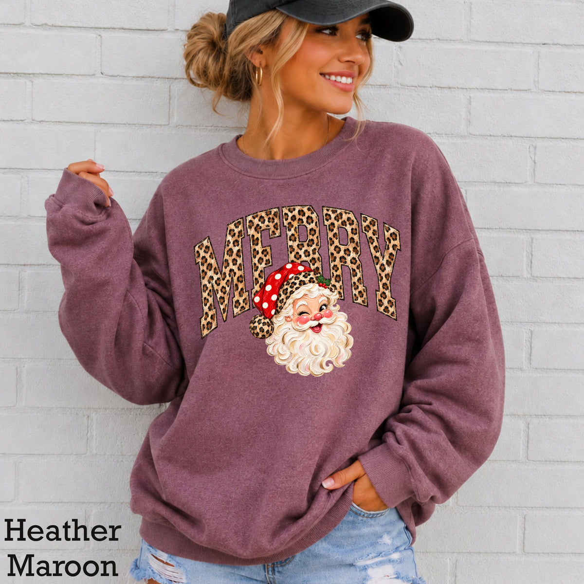 Leopard Merry Christmas Crewneck Sweatshirt