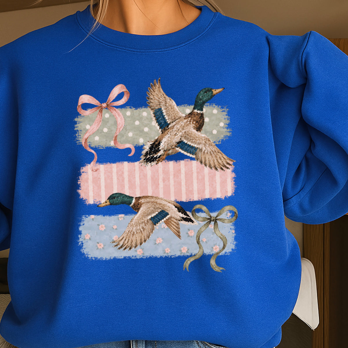 Mallard Ducks & Bows Crewneck Sweatshirt
