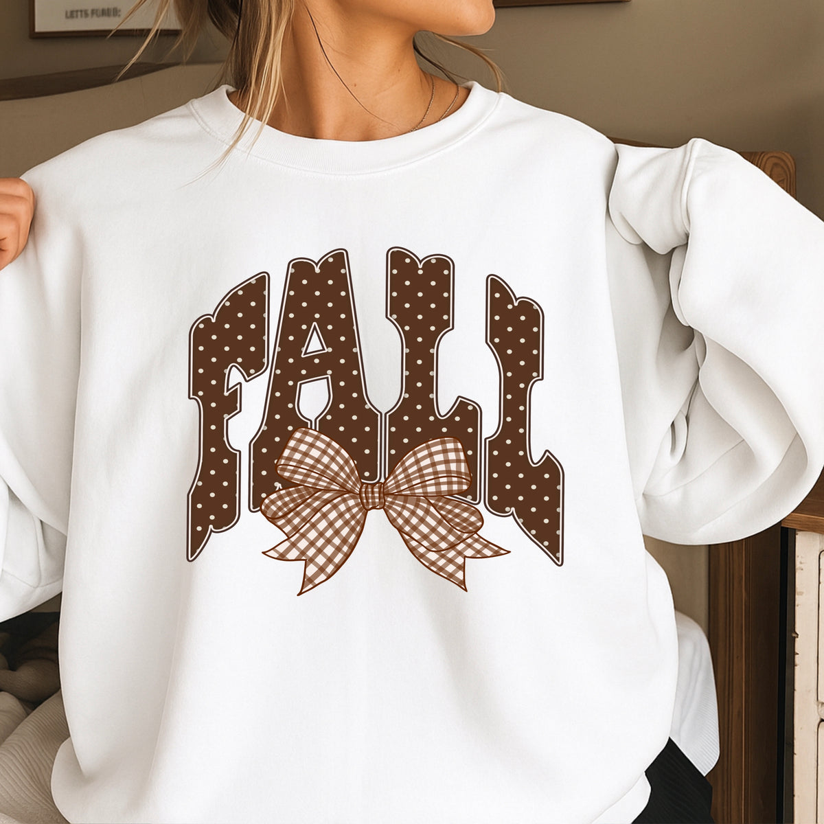 Fall Gingham Crewneck Sweatshirt