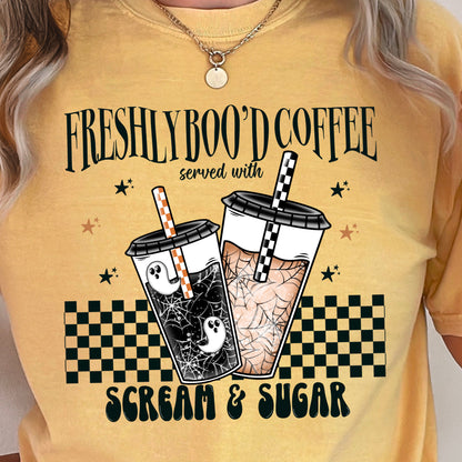 Freshly Boo’d Coffee Halloween Comfort Color Graphic Tee