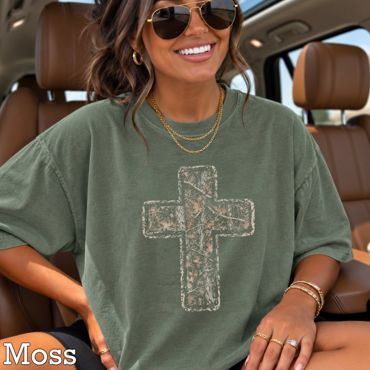 Camo Cross Christian Comfort Color Graphic Tee