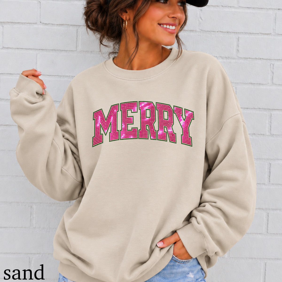 Merry Real Spangles Christmas Crewneck Sweatshirt