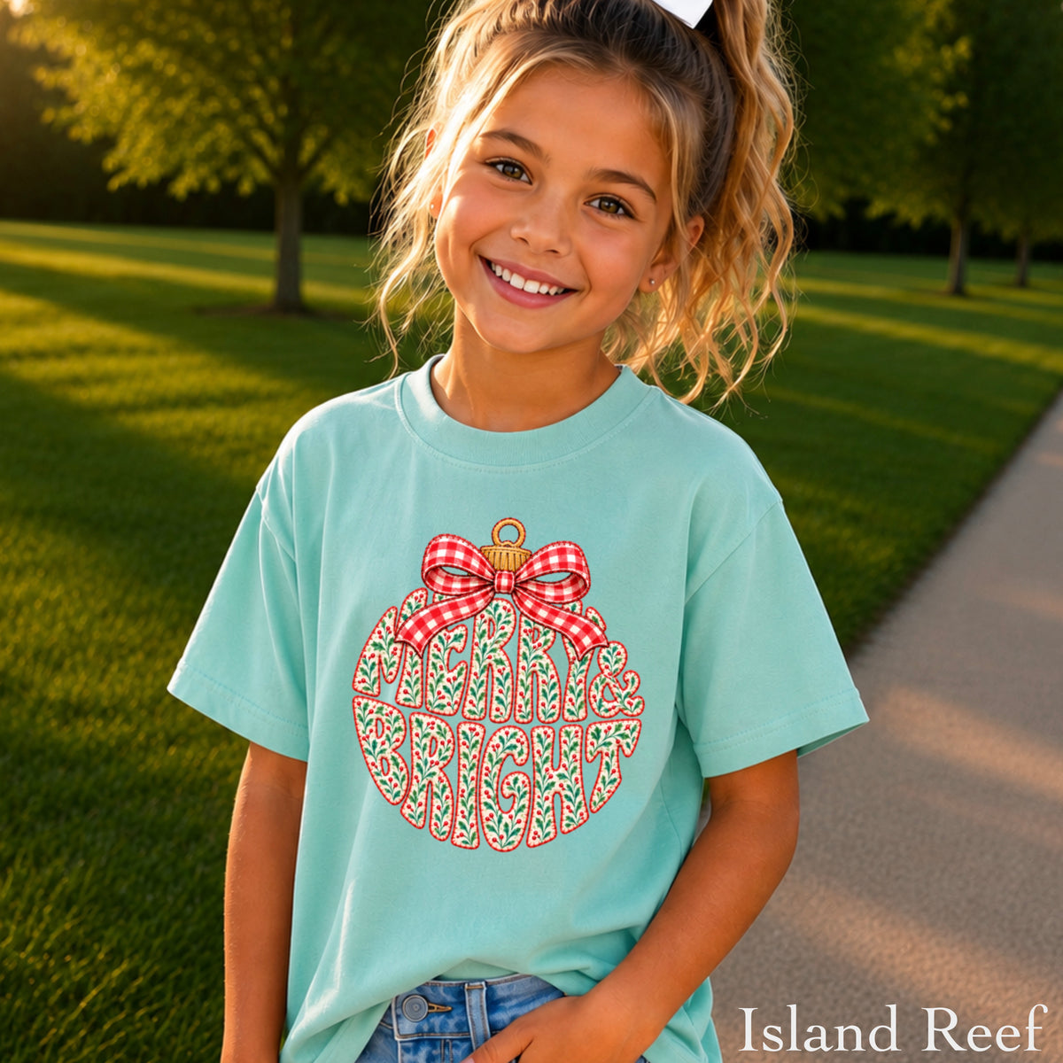 Merry & Bright Christmas Youth Comfort Color T-Shirt