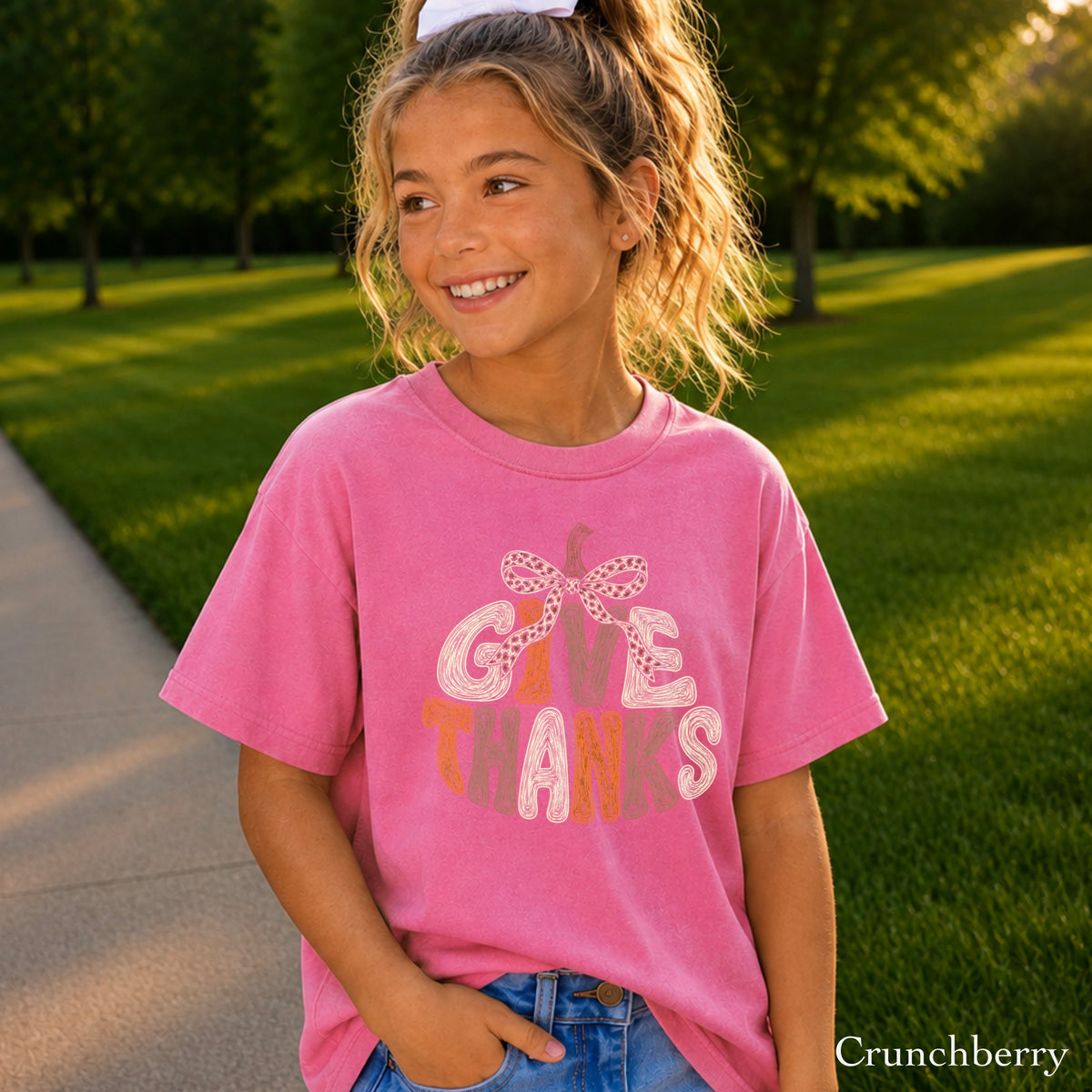 Give Thanks Thanksgiving Youth Comfort Color T-Shirt