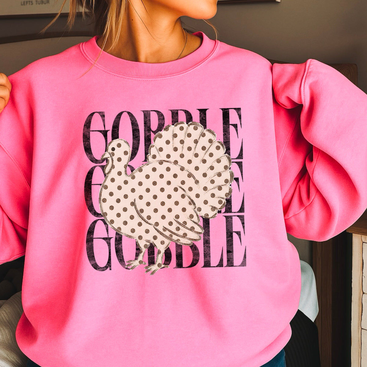 Gobble Thanksgiving Crewneck Sweatshirt