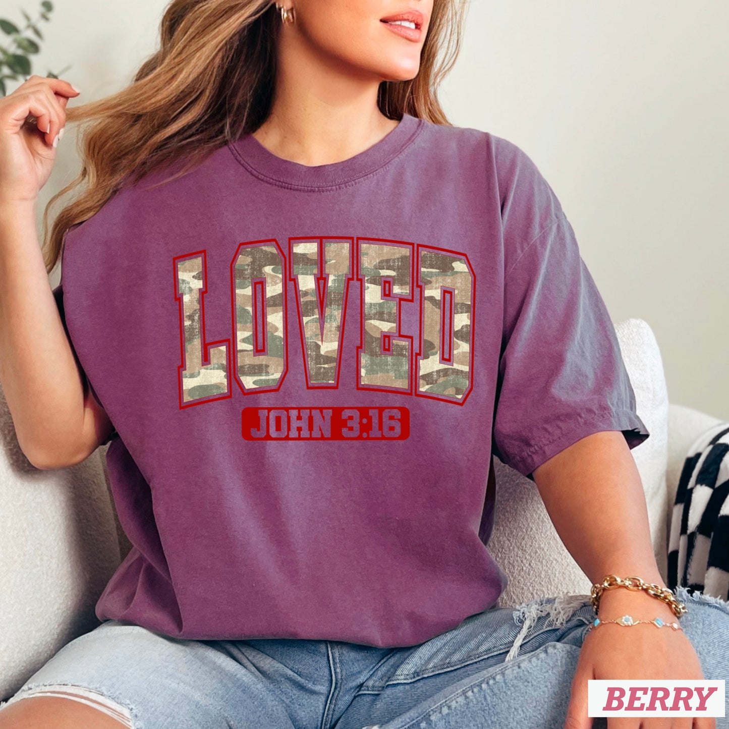 Camo John 3:16 Valentine’s Day Comfort Color Graphic Tee