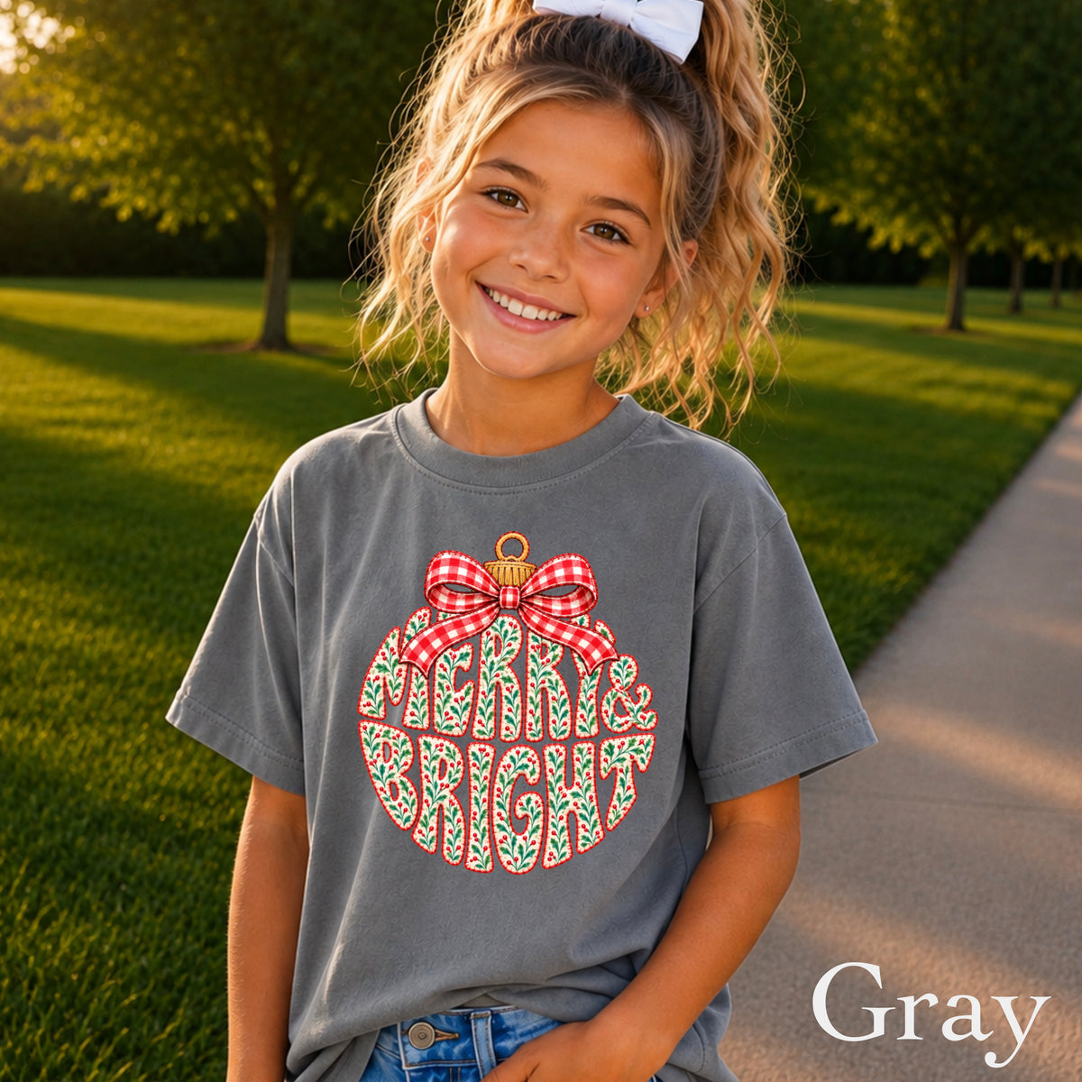 Merry & Bright Christmas Youth Comfort Color T-Shirt