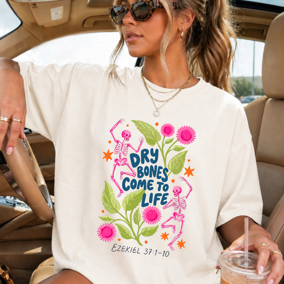 Dry Bones Come To Life Ezekiel 37 Navy Lettering Comfort Color Graphic Tee