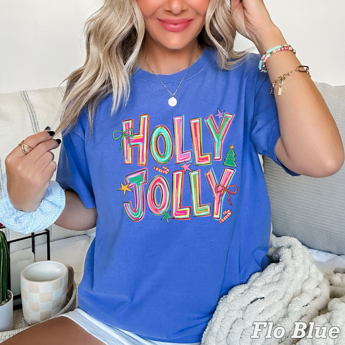 Holly Jolly Christmas Comfort Color Graphic Tee