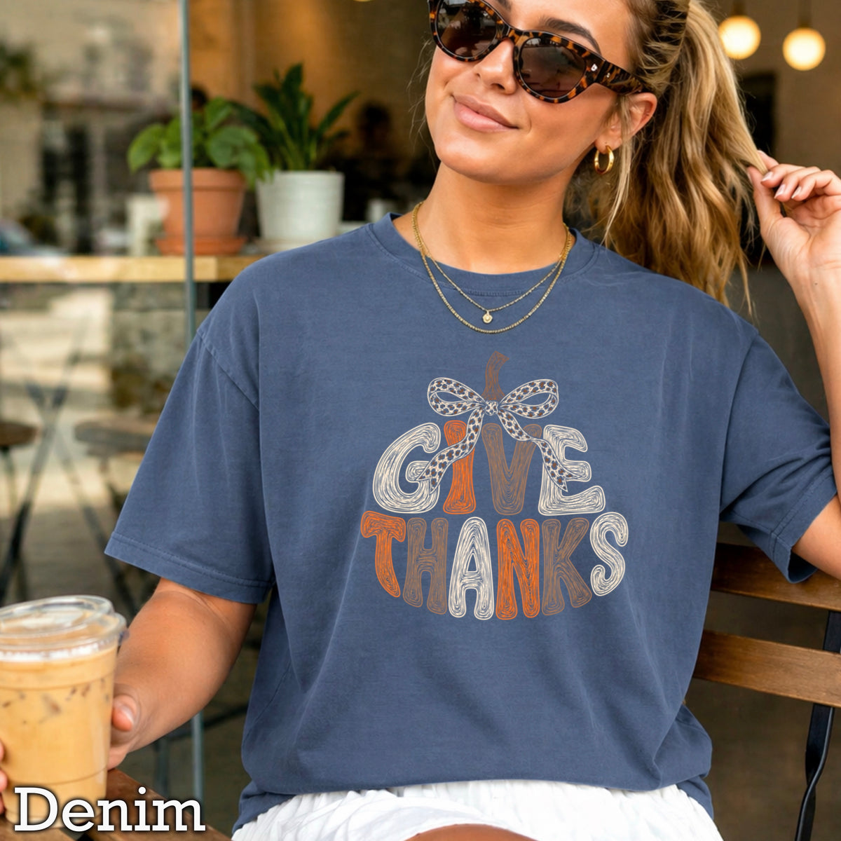 Give Thanks Thanksgiving Comfort Color Graphic Tee
