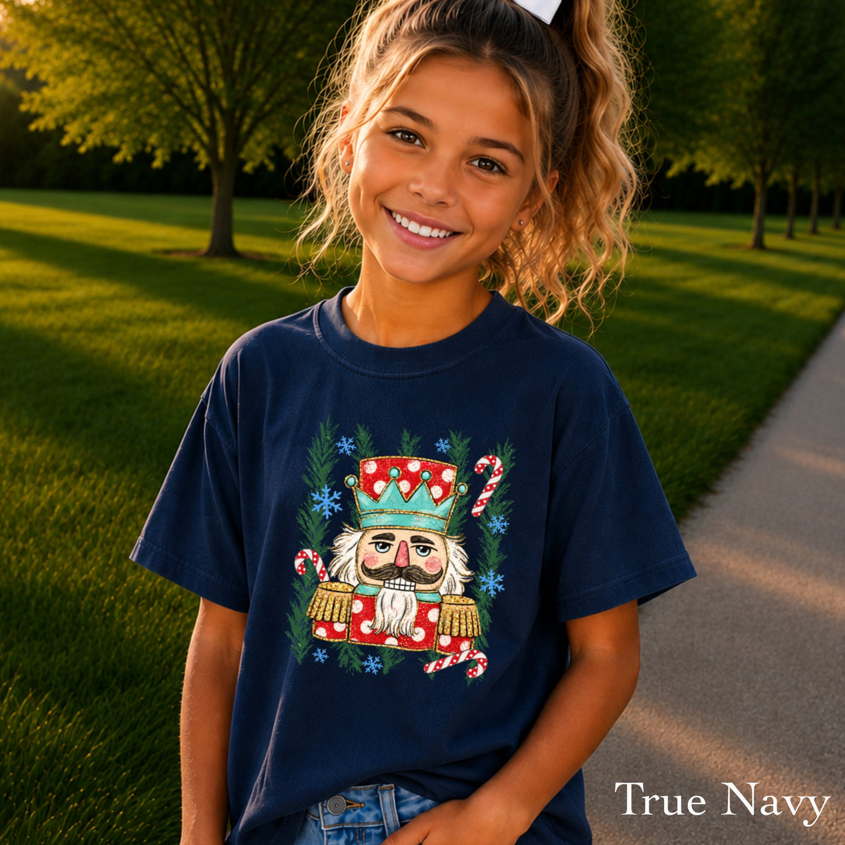 Preppy Nutcracker Christmas Youth Comfort Color T-Shirt