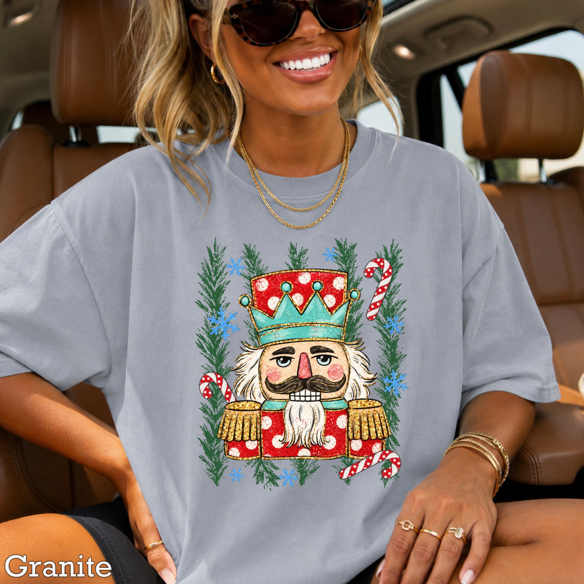 Preppy Nutcracker Christmas Comfort Color Graphic Tee