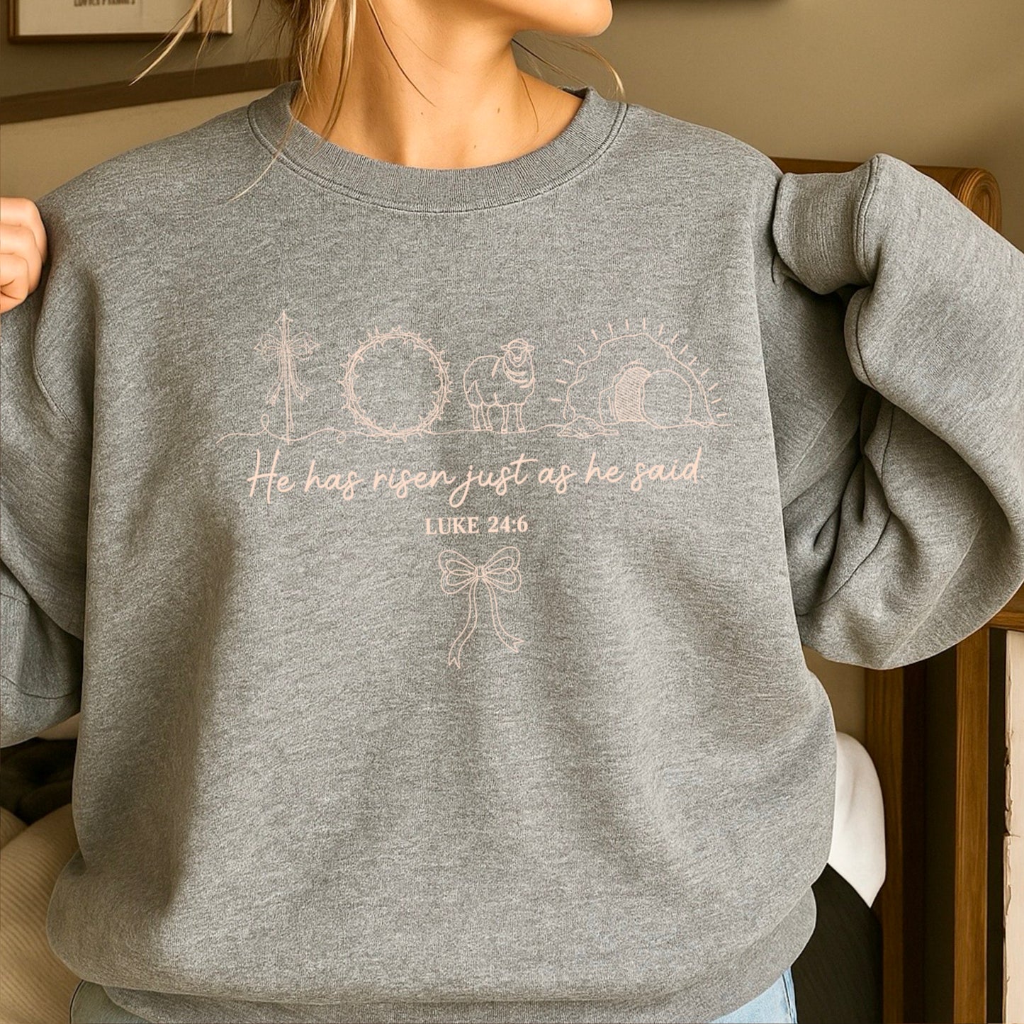 He Is Risen Easter Crewneck Sweatshirt