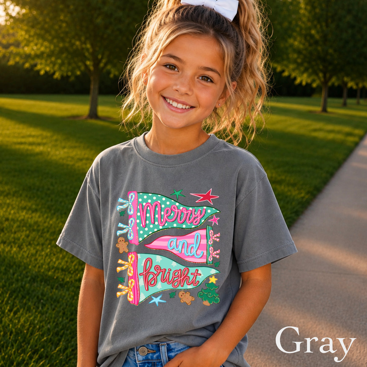 Merry & Bright Christmas Youth Comfort Color T-Shirt