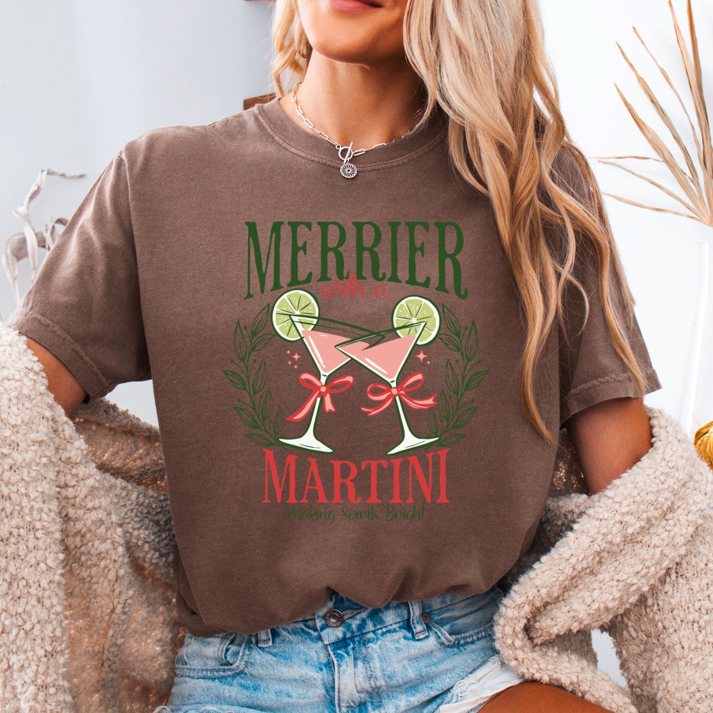 Merrier With A Martini  Comfort Color Graphic Tee