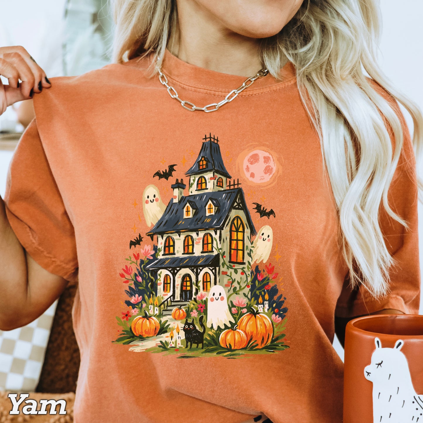 Haunted House Halloween Comfort Color Graphic Tee