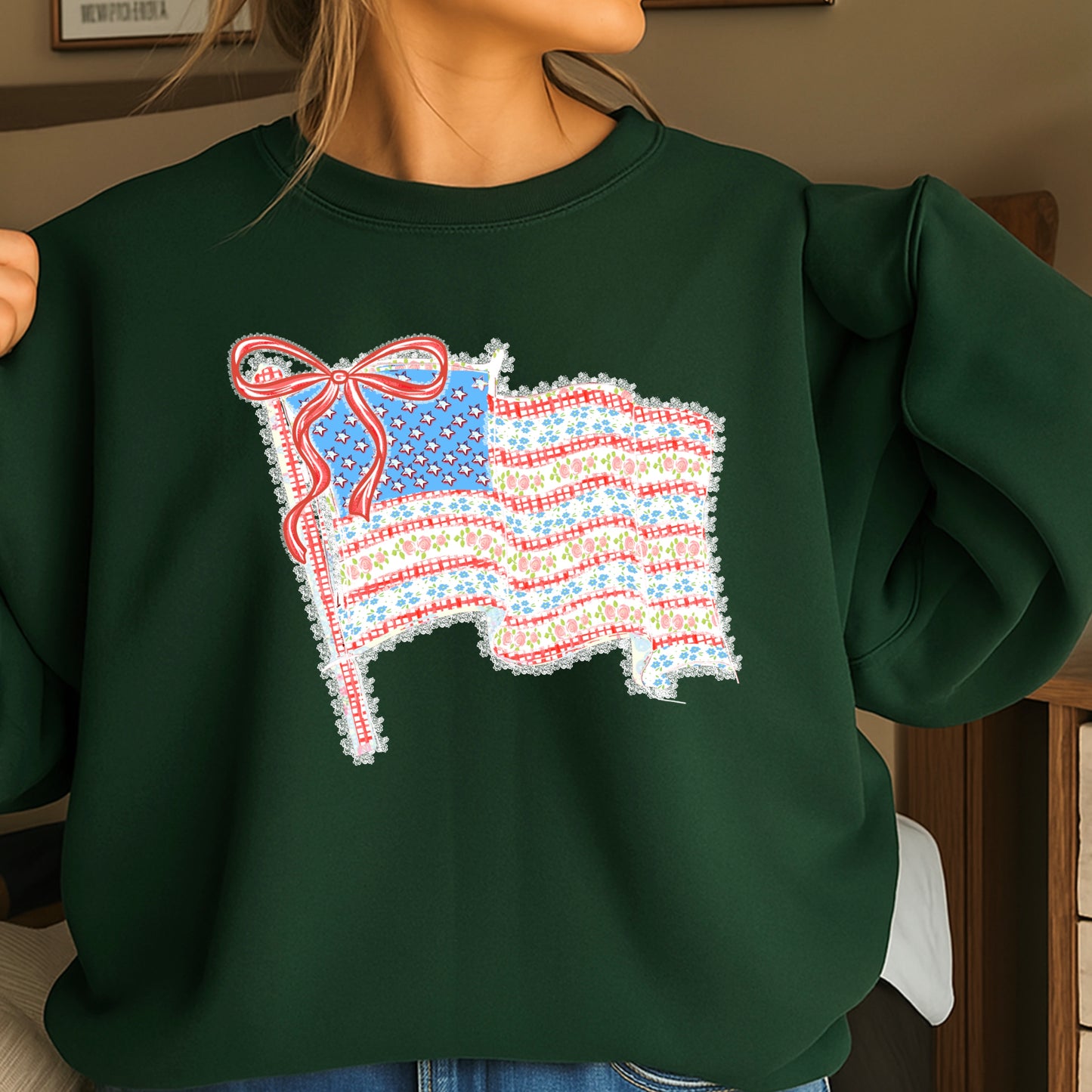 American Lace Flag Crewneck Sweatshirt