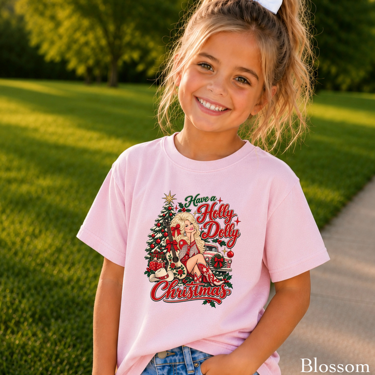 Have A Holly Christmas Youth Comfort Color T-Shirt