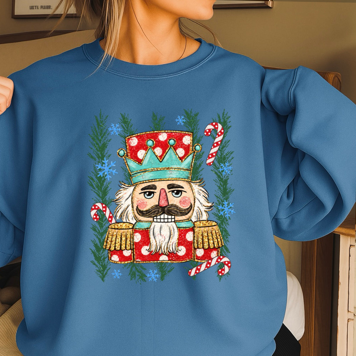 Preppy Nutcracker Christmas Crewneck Sweatshirt