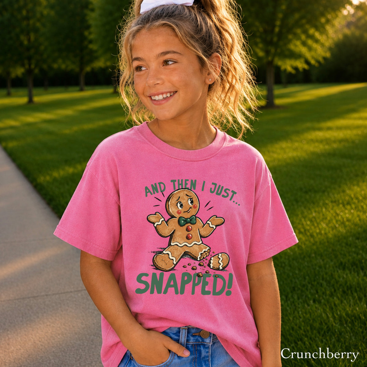 Gingerbread And Then I Just Snapped Christmas Youth Comfort Color T-Shirt