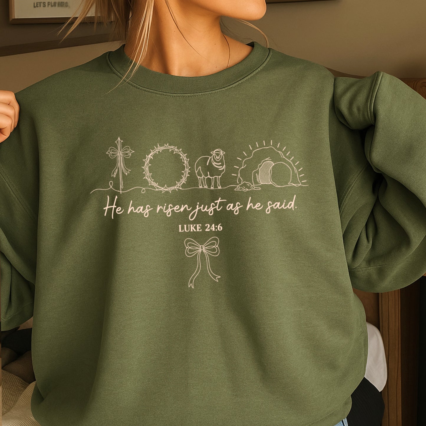 He Is Risen Easter Crewneck Sweatshirt