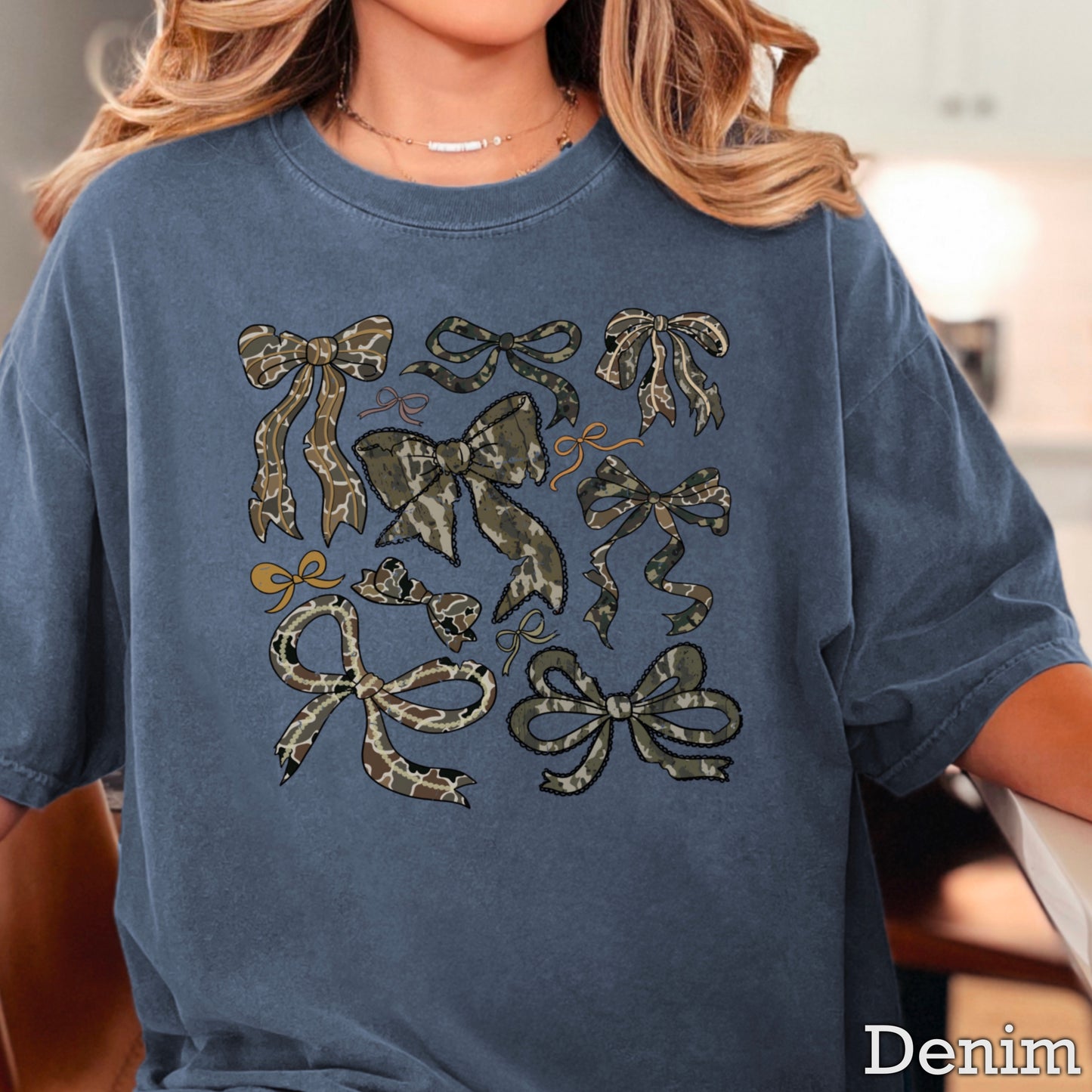 Camo Bows Comfort Color Graphic Tee